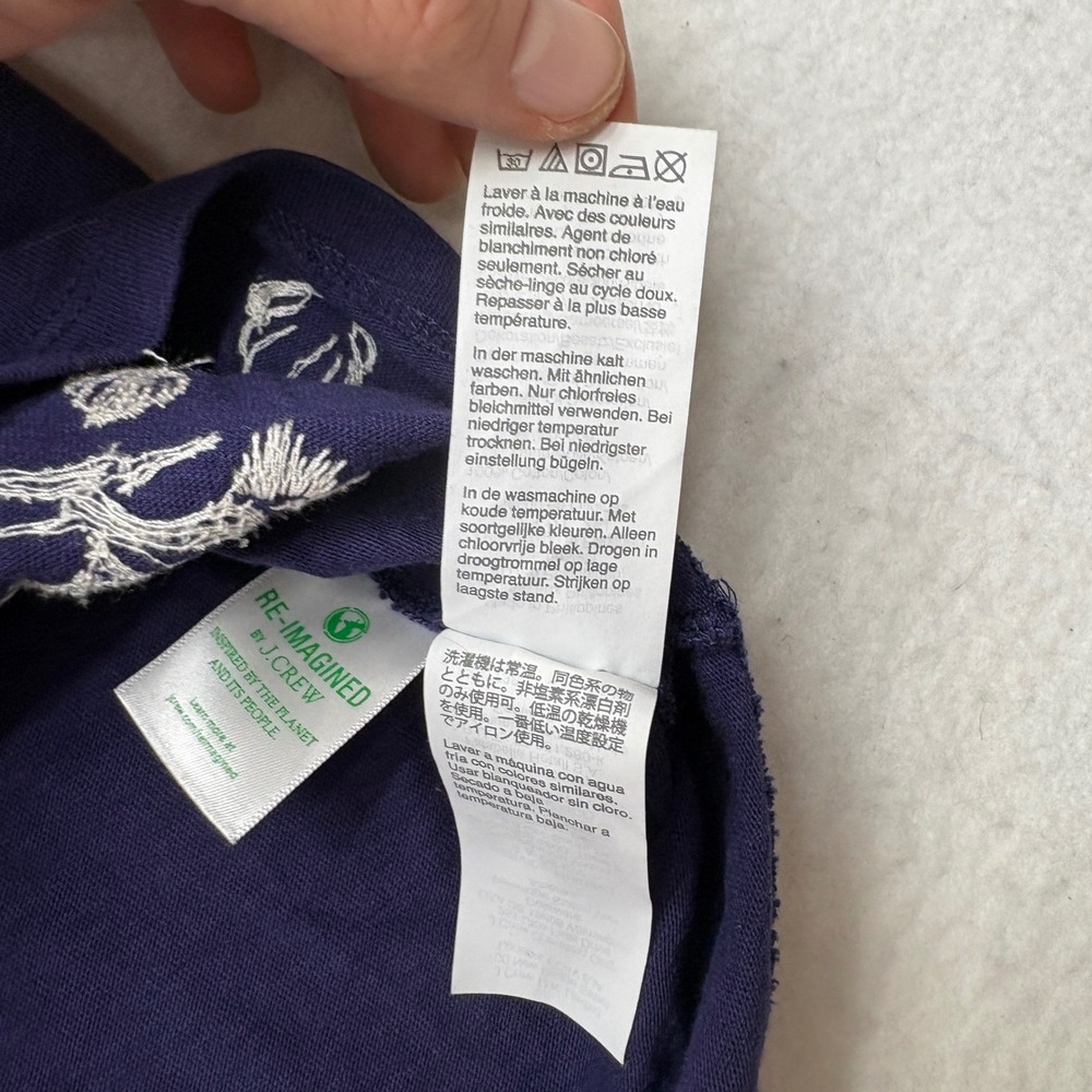 J. Crew Embroidered Knit Cotton T-Shirt Large Nautical‎ Coastal Beachy Preppy - Picture 6 of 8